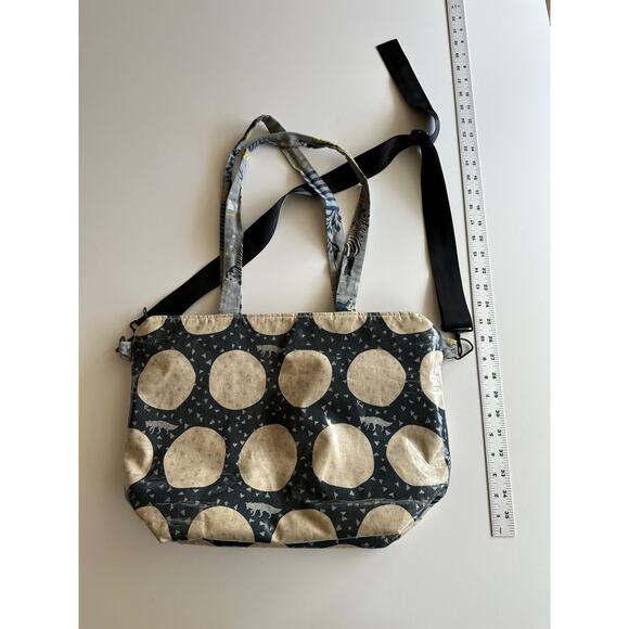 Ribbon Street Suki Wolf Moon Coated Cotton Art to Wear Tote Shoulder Bag - Picture 11 of 11